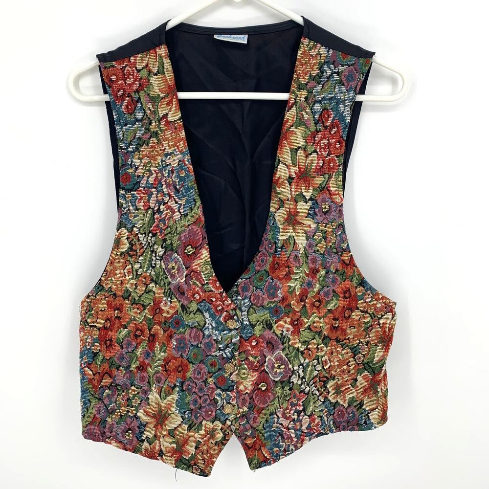 Backroad Blues Women's Vintage 80s/90s Colorful Floral Vest Size OSFM